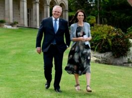 Australian Prime Minister Scott Morrison and New Zealand Prime Minister Jacinda Ardern | Photo: AAP/Bianca de Marchi