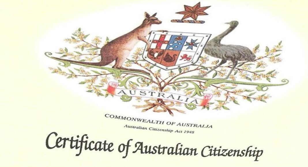 Australian citizenship certificate