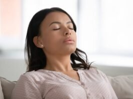 woman meditating resting